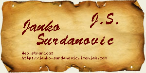 Janko Surdanović vizit kartica